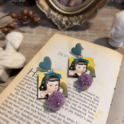 Girl with a Handset・Vintage style pierced / clip-on earrings 6枚目の画像