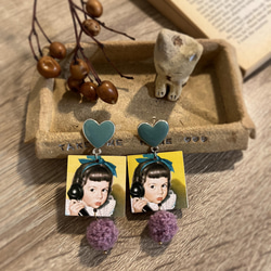 Girl with a Handset・Vintage style pierced / clip-on earrings 3枚目の画像