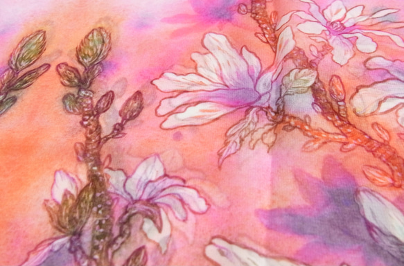 (受注生産)シフォン水彩ストール～こぶし花綻ぶピンク～ 15枚目の画像
