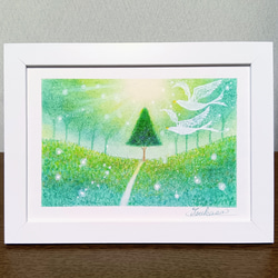 冬のパステルアート ホワイトクリスマスの幻想 パステル画原画 絵画
