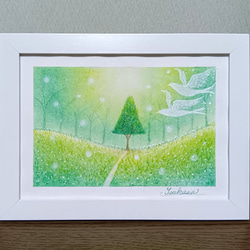 パステルアート 桜舞う虹色の富士山 パステル画原画 絵画 T's