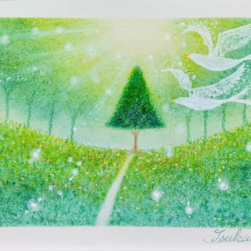 パステルアート 木漏れ日と希望の木 パステル画原画 絵画 T's Arts