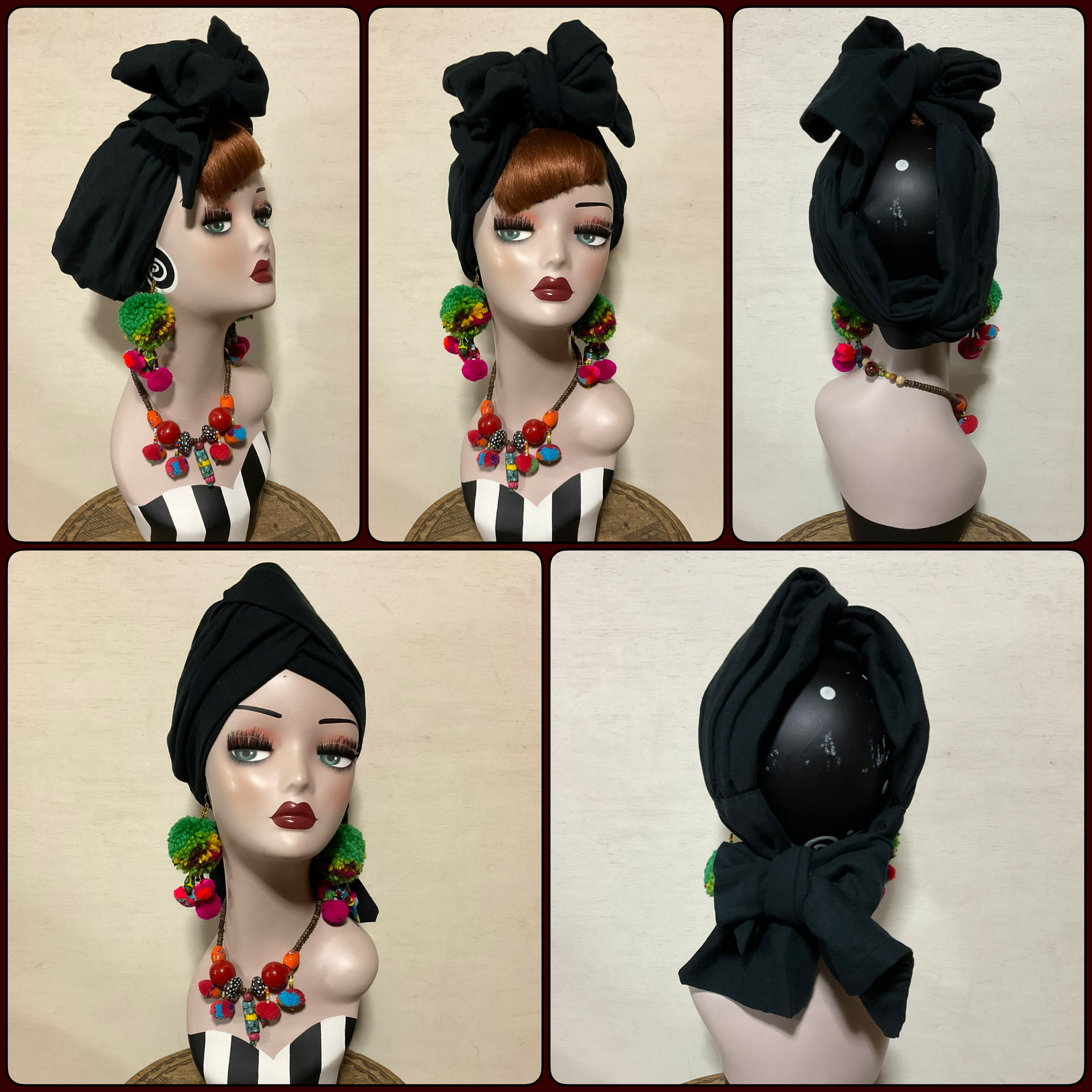 新作　2way BSTCターバン　ブラジャースカーフターバンキャップ　ブラック