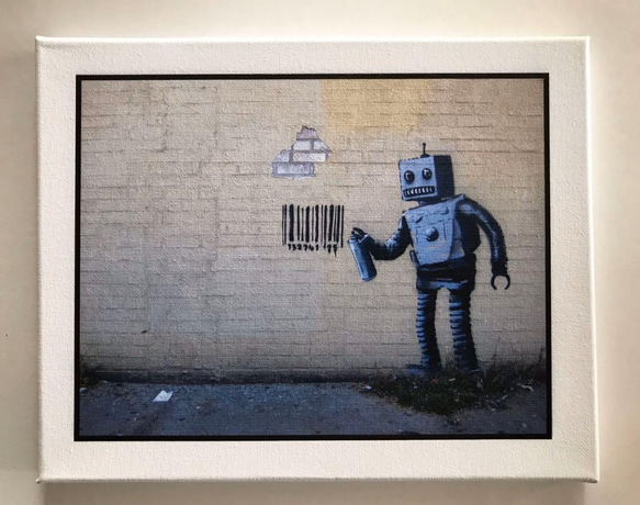 CBS053-バンクシー Banksy キャンバスアート ロボット 2枚目の画像