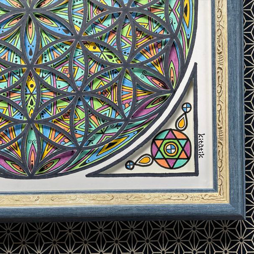 フラワーオブライフの切り絵『円満ブルー』 切り絵 kitatik 通販