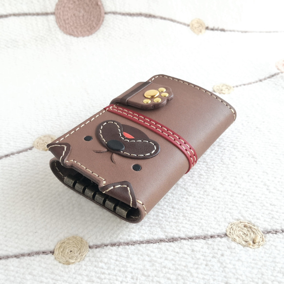 ブサカワ パグの３つ折りキーケース／カードポケット付き 4枚目の画像