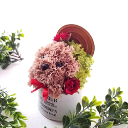 カーネーションの犬【淡い茶色】プリザーブドフラワー 犬 花 ペット 母の日 誕生日 お供え フラワーギフト 犬好き 4枚目の画像