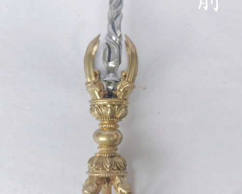 密教法器 宝珠金剛杵 仏教法具 真鍮製 vajra 22cm チベット仏教法器 人形杵 五鈷杵 金剛杵 密教法具 真鍮製 vajra