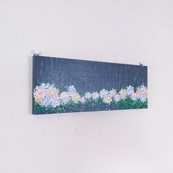 「雨に光る白い紫陽花」抽象画＊コルクボードの原画＊アートパネル 2枚目の画像