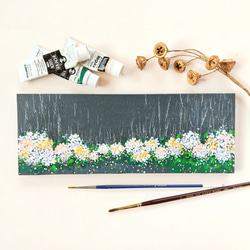 「雨に光る白い紫陽花」抽象画＊コルクボードの原画＊アートパネル 1枚目の画像