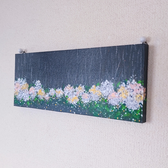 「雨に光る白い紫陽花」抽象画＊コルクボードの原画＊アートパネル 3枚目の画像