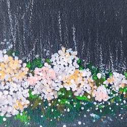 「雨に光る白い紫陽花」抽象画＊コルクボードの原画＊アートパネル 5枚目の画像