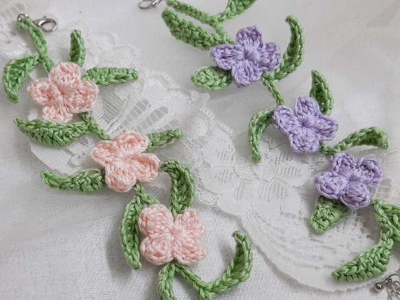 手工編織 繡球花手鍊。紫陽花/繡線編織/手環 第5張的照片