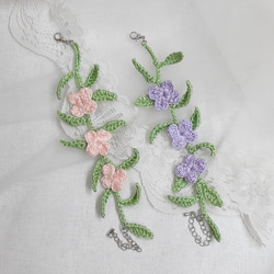 手工編織 繡球花手鍊。紫陽花/繡線編織/手環 第3張的照片