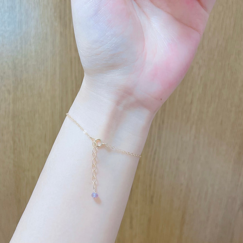 紫陽花-】ブレスレット 14KGF アクアマリン 雫 天然石 晴れやかブルー