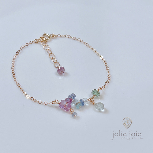 紫陽花-】ブレスレット 14KGF アクアマリン 雫 天然石 晴れやかブルー