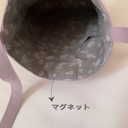 【サコッシュ】綿麻･草花手刺繍  ペールピンクグレー【くが屋】 7枚目の画像