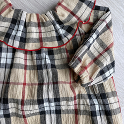 Ruffle detail linen & cotton romper／フリルカラーのロンパース／タータンチェック 3枚目の画像