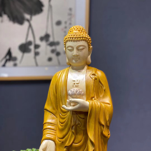 仏教美術 仏像☆阿弥陀如来立像 阿弥陀仏 仏教工芸品 木彫仏教