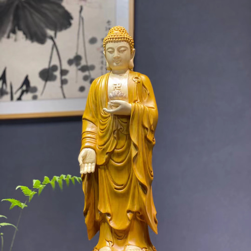 仏教美術 仏像☆阿弥陀如来立像 阿弥陀仏 仏教工芸品 木彫仏教