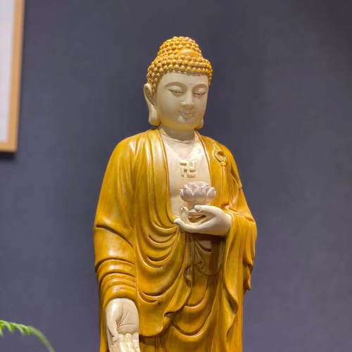 仏教美術 仏像☆阿弥陀如来立像 阿弥陀仏 仏教工芸品 木彫仏教