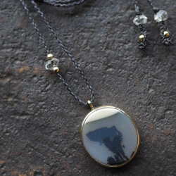 dendritic agate brass necklace (noroshi) 2枚目の画像
