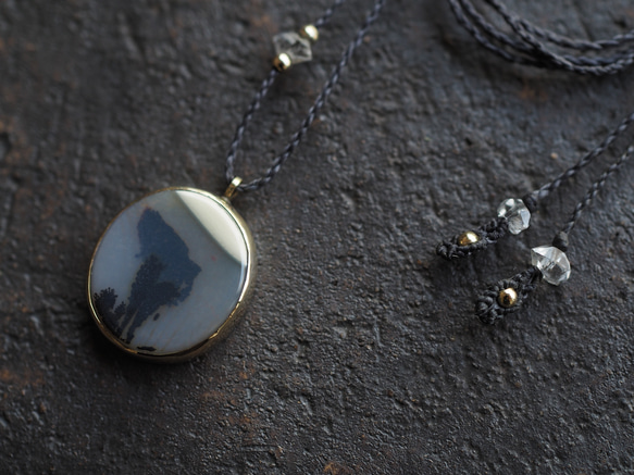 dendritic agate brass necklace (noroshi) 4枚目の画像