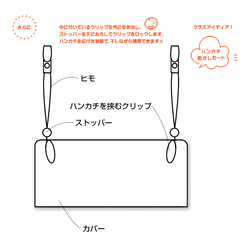 ハンカチホルダー［ブラックメタル］／２クリップ式／縦横２Ｗａｙ／通気性＆抗菌／マスクケース／濡れたハンカチの携帯／衛生 11枚目の画像