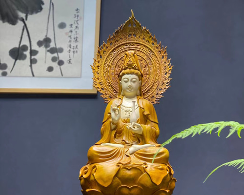 珍品 仏像☆観世音菩薩 観音菩薩座像 仏教工芸品 木彫仏教 精密彫刻