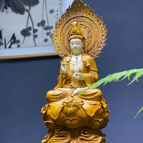 宮沢】 精密細工 観世音菩薩 仏教工芸品 仏壇仏像 木工細工 宮沢】 精密細工 観世音菩薩 仏教工芸品 仏壇仏像 木工細工