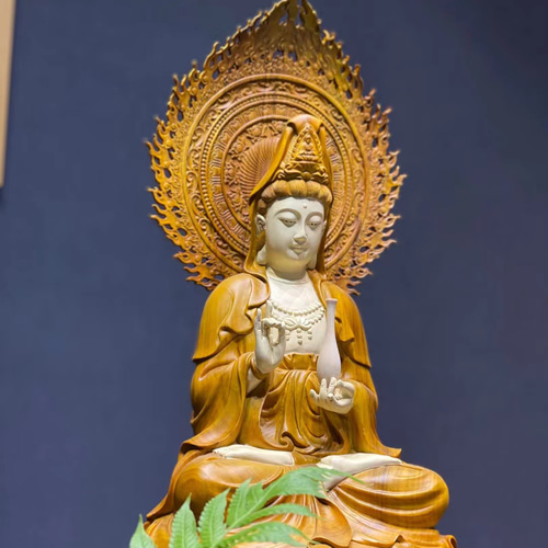 珍品 仏像☆観世音菩薩 観音菩薩座像 仏教工芸品 木彫仏教 精密彫刻