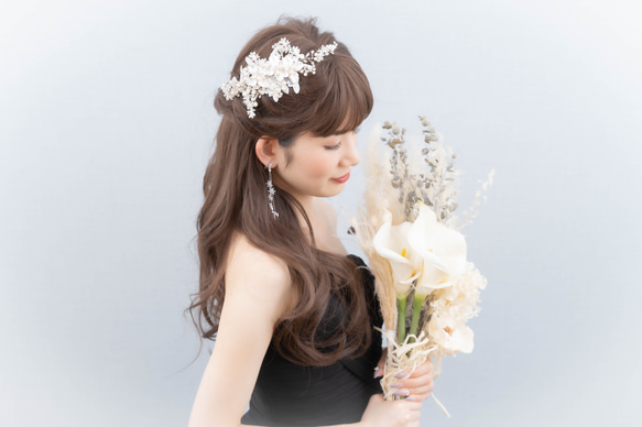 ◇ヘアアクセサリー ◇淡水真珠　ウェディング　ヘアアクセサリー  ヘッドドレス  ヘッドピース　ブライダル　大人花嫁　 3枚目の画像