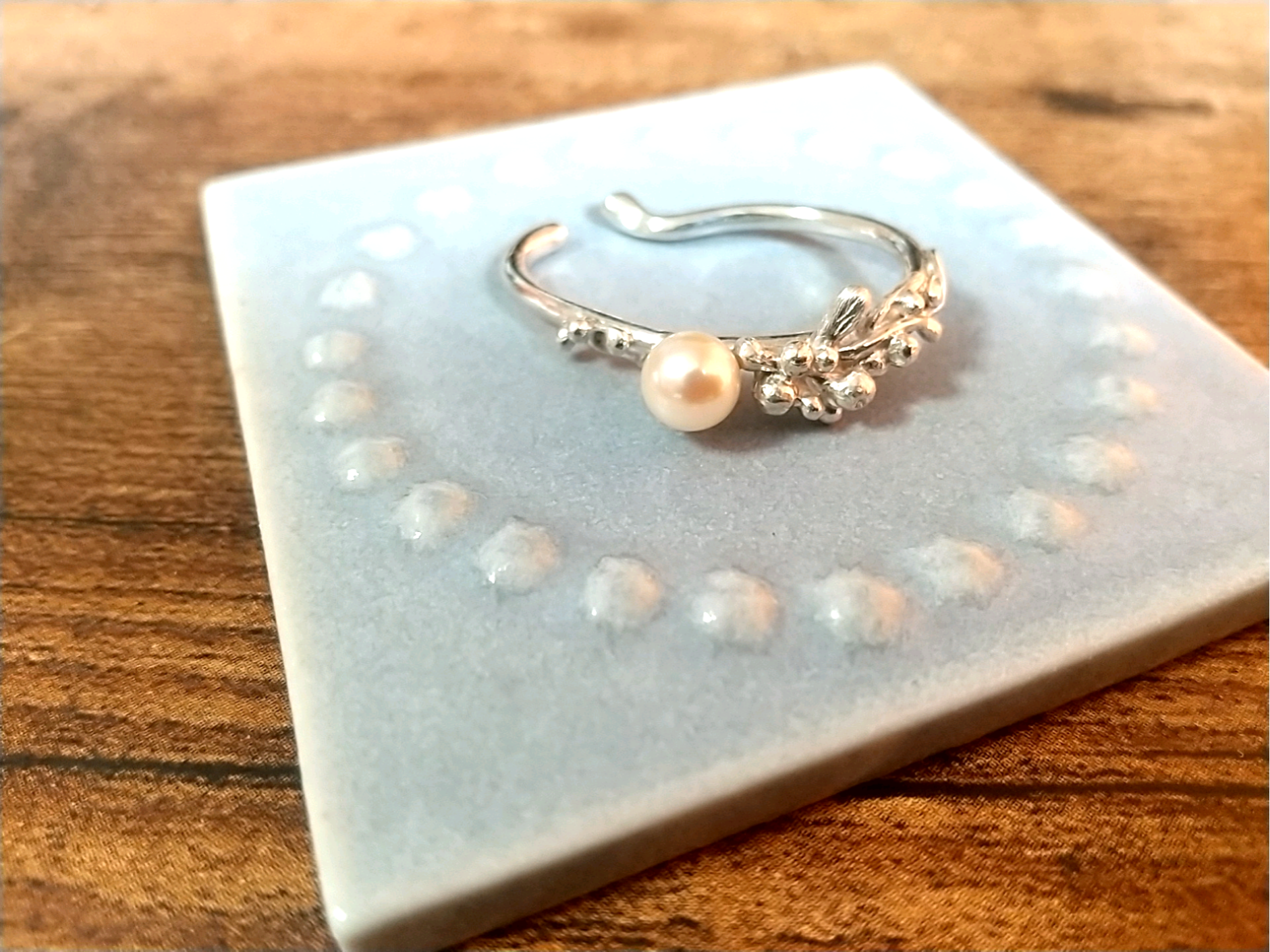 20%off彫金～あこや真珠×silver950イヤーカフ パールシルバー