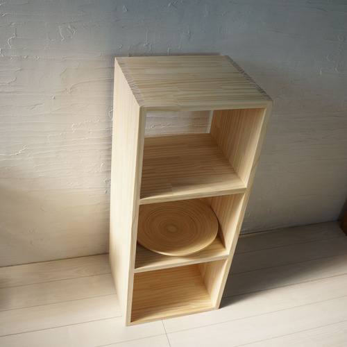 3段ボックス 天然木 収納棚 ナチュラル3段 シェルフ おもちゃ 収納