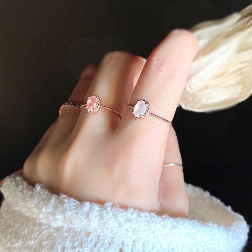 アンティーク ローズクォーツリング ローズクォーツリング QU 4.64ct K18YG C-LINE