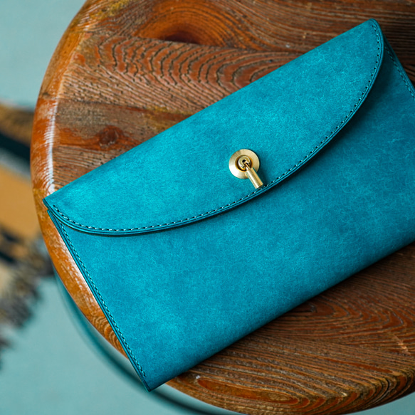flap long wallet [ ターコイズ ] フラップロングウォレット 長財布 3枚目の画像