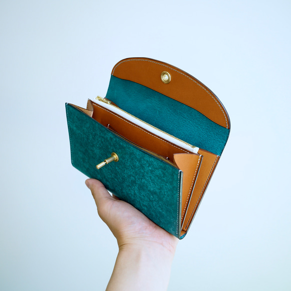 flap long wallet [ ターコイズ ] フラップロングウォレット 長財布 8枚目の画像