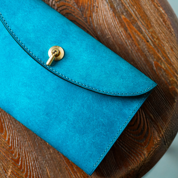 flap long wallet [ ターコイズ ] フラップロングウォレット 長財布 4枚目の画像