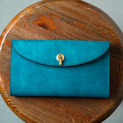 flap long wallet [ ターコイズ ] フラップロングウォレット 長財布 2枚目の画像