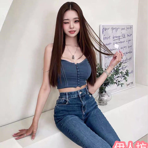 夏新作 キャミ セクシー レディース デニムパンツセットアップ