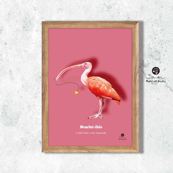 オリジナル　ポスター　A4 　アート　seiで検索 　誕生日プレゼント　結婚祝い　ピンク　鳥　ハート　ｃ-307 2枚目の画像