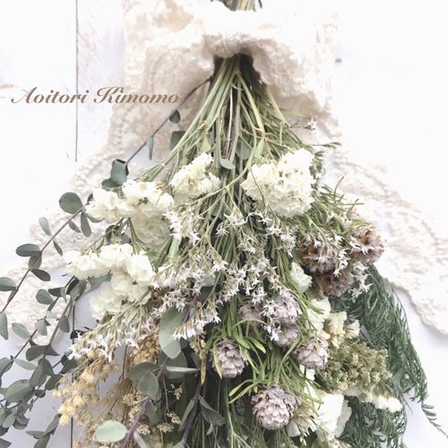 季節のスワッグ＊214 ドライフラワー あおいとりきもも＊nae 通販  