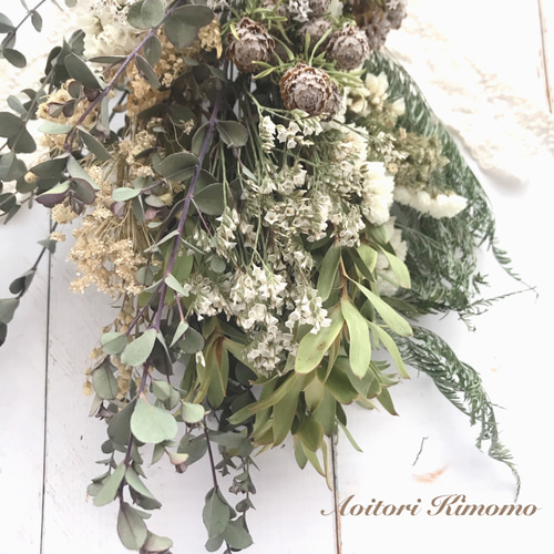 季節のスワッグ＊214 ドライフラワー あおいとりきもも＊nae 通販  