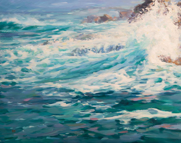 【波と語り】油絵　ジークレー・オリジナル版画　F3サイズ〜 1枚目の画像