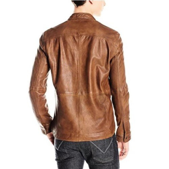 羊革・フルファスナー付き羊革ライダーシャツ Sheep Leather Shirt with Front Zipper 2枚目の画像