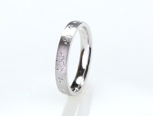 プラチナ Pt900 指輪 約5g 彫刻デザイン Pt900 手彫りリング(桜) （| 結婚指輪 プラチナ PT900 手彫り
