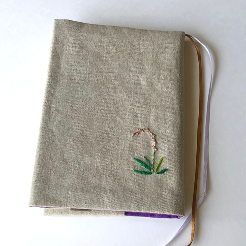 手刺繍 *ほぼ日手帳カバー・文庫本カバー 『ネジバナ』 ブックカバー