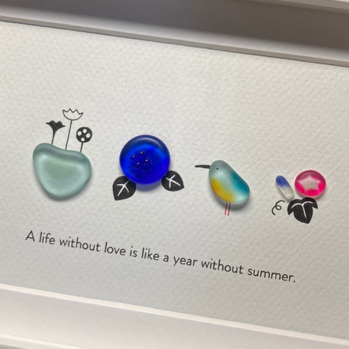 シーグラスアート「花と鳥・夏」 その他アート ゆきみ工房 通販