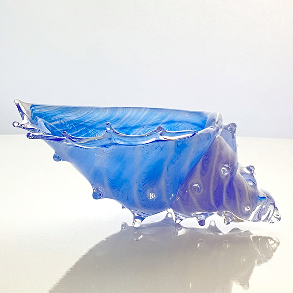 受注製作：貝殻のガラスの入れ物、青い海の「シェルの器」 9枚目の画像