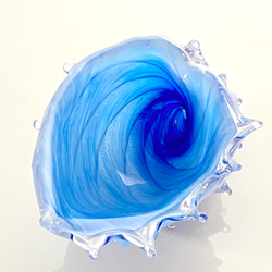 受注製作：貝殻のガラスの入れ物、青い海の「シェルの器」 4枚目の画像